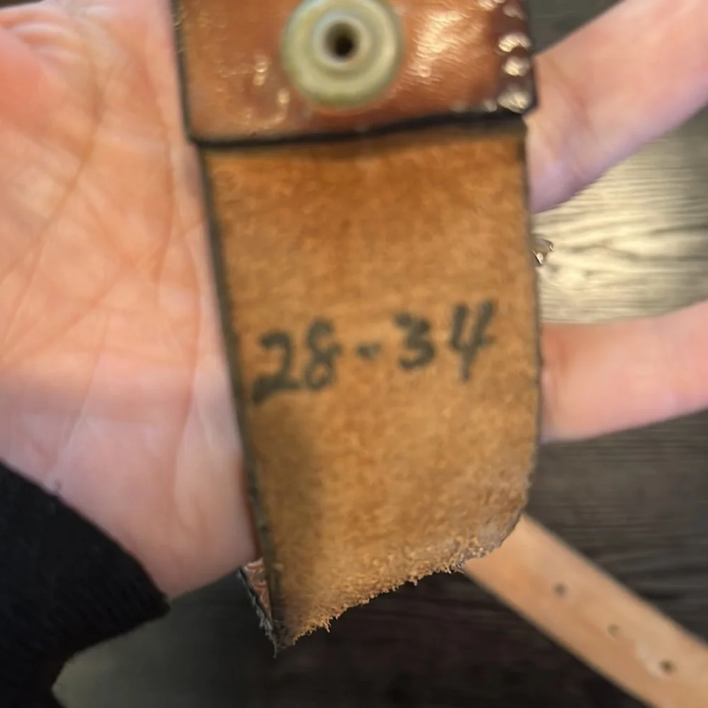 Bergamot Brass Works Vintage Tooled Leather Belt with Soaring Eagle Brass Buckle